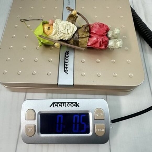 Vintage Elf Gnome Paper Mache Christmas Ornament Bow Arrow Woodsman 5" - Picture 5 of 5